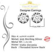 King of Blings- 925 White Silver Sterling 0.36ct Cubic Zirconia Hip Hop Floral Women's Earrings KING OF BLINGS