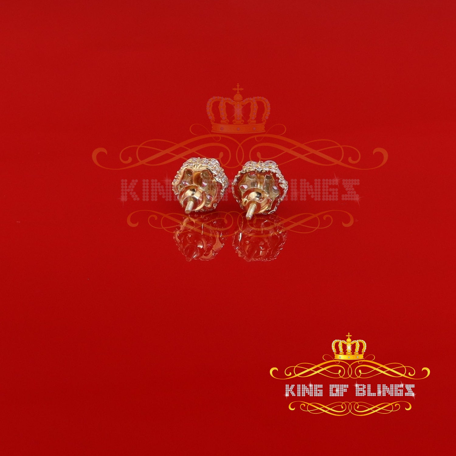King of Blings- 1.50ct Cubic Zirconia Sterling White Silver For Men's / Women's Round Earrings KING OF BLINGS