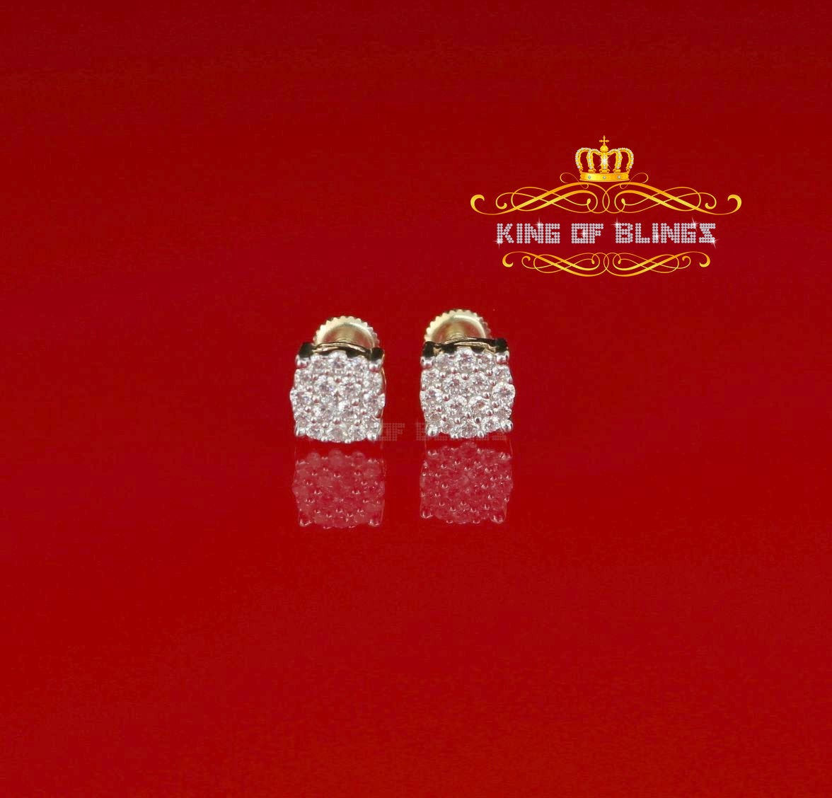 King of Bling's Aretes Para Hombre 925 Yellow Silver 0.84ct Cubic Zirconia Round Women's Earring KING OF BLINGS