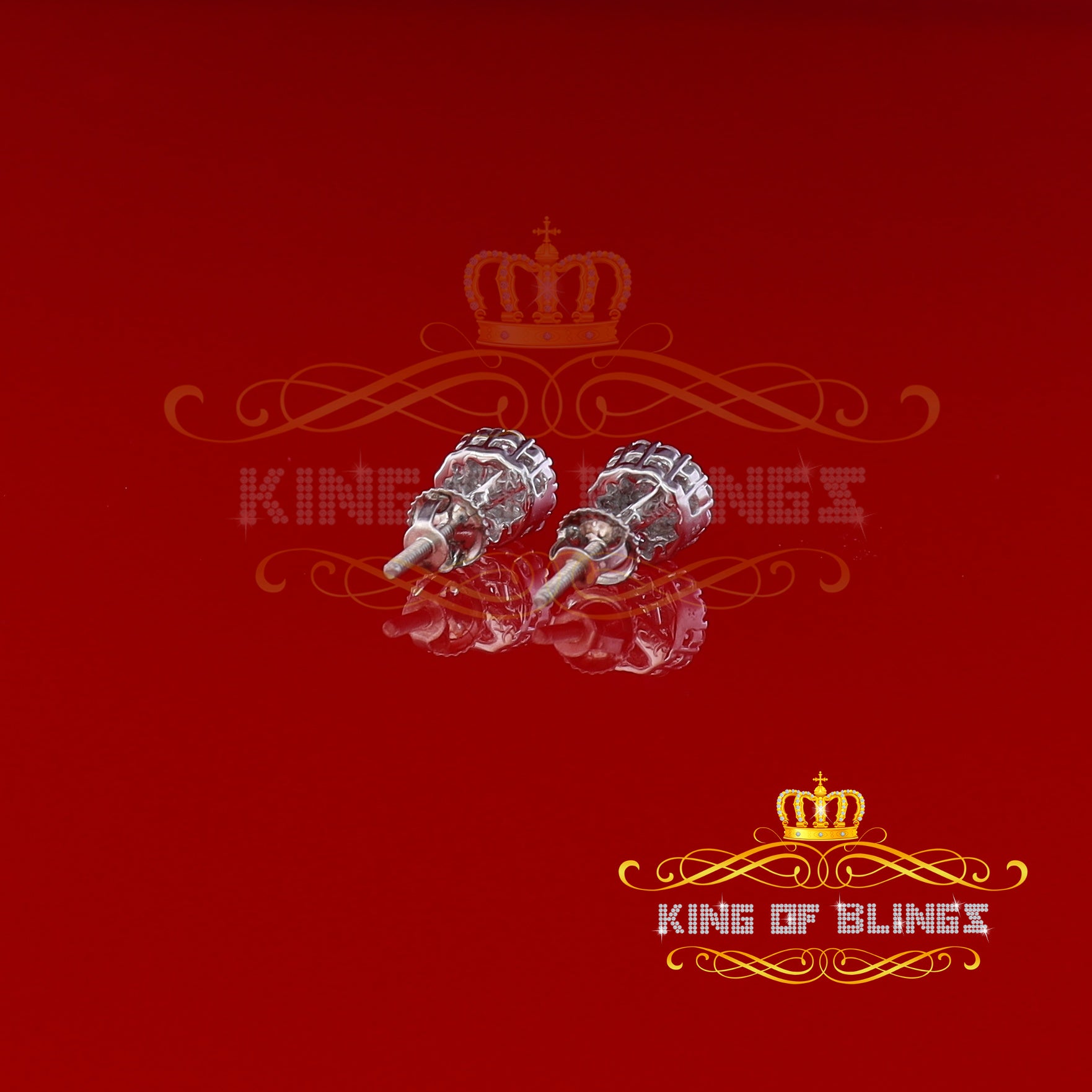 King of Blings- White 0.74ct Sterling Silver 925 Cubic Zirconia Women's Hip Hop Flower Earrings KING OF BLINGS