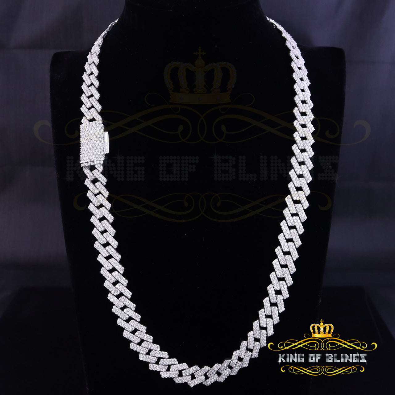 925 Silver 35ct Moissanite White Men's Cuban Necklace SZ20 inch & 14mm Width