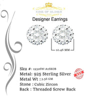 King of Blings- Aretes Para Hombre 925 White Silver 1.49ct Cubic Zirconia Floral Women Earrings KING OF BLINGS