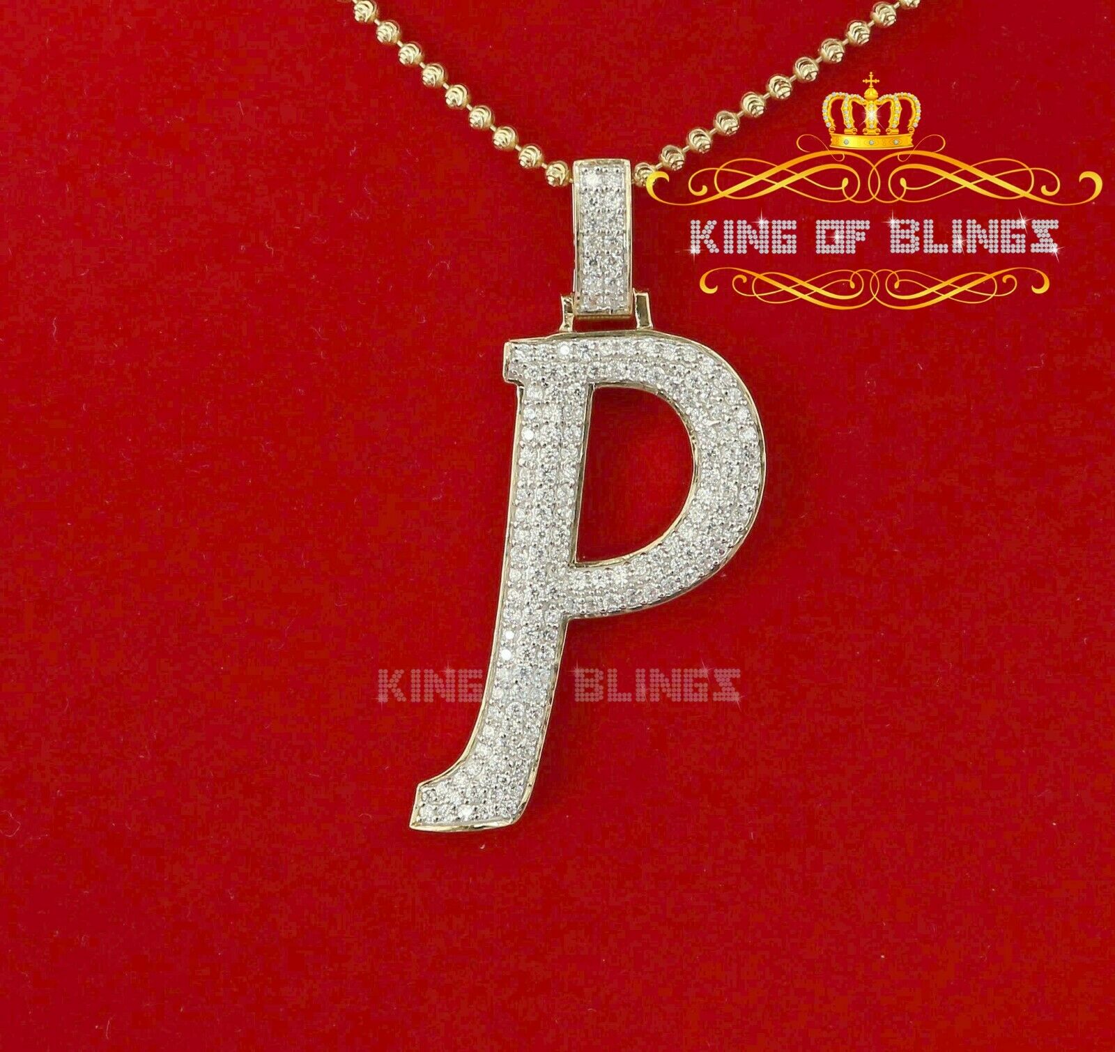 Fancy Yellow 925 Sterling Silver All ALPHABET Pendant with Cubic Zirconia Stone KING OF BLINGS