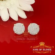 King of Bling's Aretes Para Hombre 925 Yellow Silver 1.18ct Cubic Zirconia Women's Round Earring KING OF BLINGS