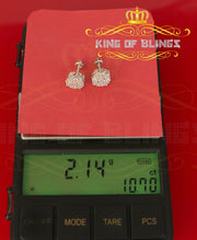 King of Blings- Aretes Para Hombre 925 White Silver 2.0ct Cubic Zirconia Round Women's Earrings KING OF BLINGS