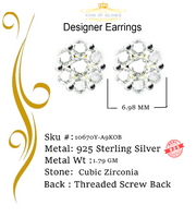 King of Bling's 925 Yellow Silver Sterling 2.06ct Cubic Zirconia Hip Hop Floral Women's Earrings KING OF BLINGS