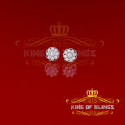King of Blings- White 925 Silver Cubic 0.14ct Zirconia Women's & Men's Hip Hop Flower Earrings KING OF BLINGS