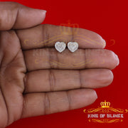 King Of Bling's Micro Pave 0.11ct Real Diamonds 925 White Silver Women's & Men's Heart Earrings KING OF BLINGS