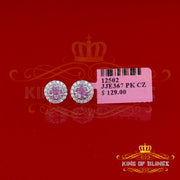 King of Bling's 925 Yellow Sterling Silver 0.90ct Cubic Zirconia Women's Hip Hop Round Earrings KING OF BLINGS