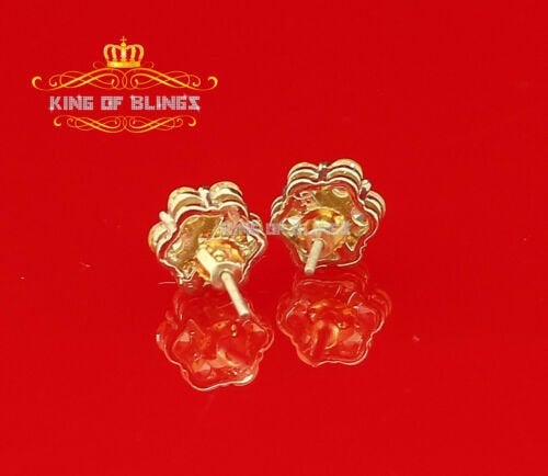 King of Bling's 4.12ct Cubic Zirconia 925 Yellow Silver Women's & Men's Hip Hop Flower Earrings KING OF BLINGS