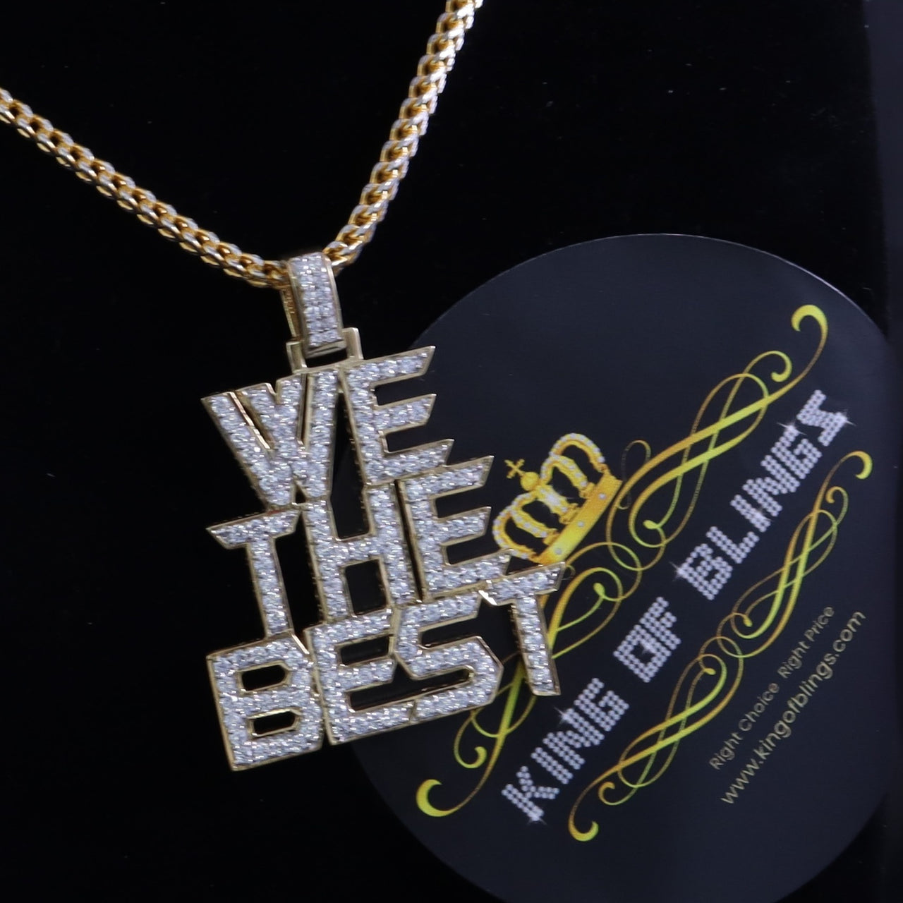 Create Your Own Custom Design in 925 Sterling Silver Yellow1.50 inch 'WE THE BEST'  Pendant with Cubic Zirconia KING OF BLINGS