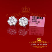 King of Blings- 925 Silver White 1.56ct Cubic Zirconia Hip Hop Floral Women's & Men's Earrings KING OF BLINGS