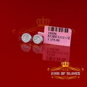 King of Blings- Aretes Para Hombre 925 White Silver 0.54ct Cubic Zirconia Round Women's Earrings KING OF BLINGS