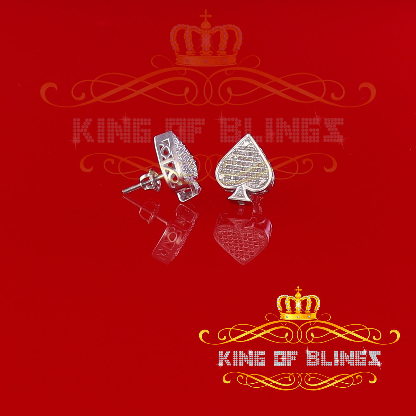 King Of Bling's 925 Sterling Silver White 0.20ct Diamond For Women's / Men's Stud Heart Earring KING OF BLINGS