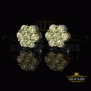 King of Blings- 4.12ct Cubic Zirconia 925 White Sterling Silver Women's Hip Hop Flower Earring KING OF BLINGS