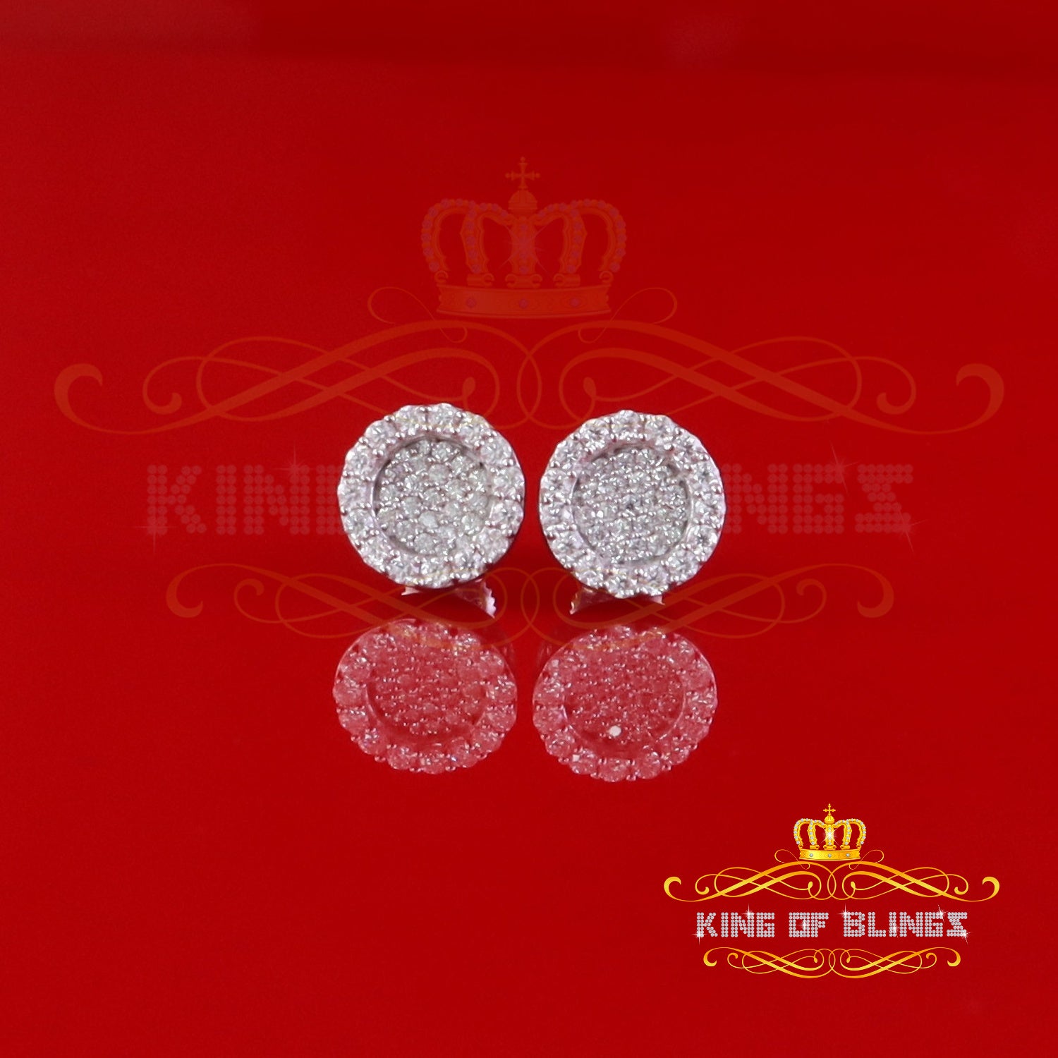 King of Bling's 925 White Silver 0.66ct VVS 'D' Moissanite Round Stud Earring Men's/Womens King of Blings