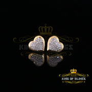 King of Blings-Aretes Para Hombre Heart 925 Yellow Silver 0.25ct Diamond Women's /Men's Earring KING OF BLINGS