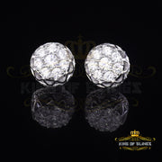 King of Blings- 2.02ct Cubic Zirconia 925 White Sterling Silver Women's Hip Hop Flower Earrings KING OF BLINGS