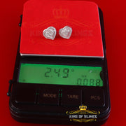 King Of Bling's Aretes Para Hombre Heart 925 White Silver 0.20ct Diamond Women's /Men's Earring KING OF BLINGS