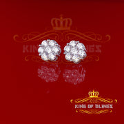 King of Blings- 925 Silver White 1.56ct Cubic Zirconia Hip Hop Floral Women's & Men's Earrings KING OF BLINGS