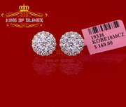 King of Bling's Aretes Para Hombre 925 Yellow Silver 1.49ct Cubic Zirconia Floral Women Earrings KING OF BLINGS
