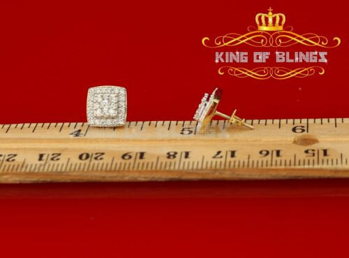 King of Bling's Hip Hop Yellow Silver Screw Back 1.04ct Cubic Zirconia Women's Square Earrings KING OF BLINGS