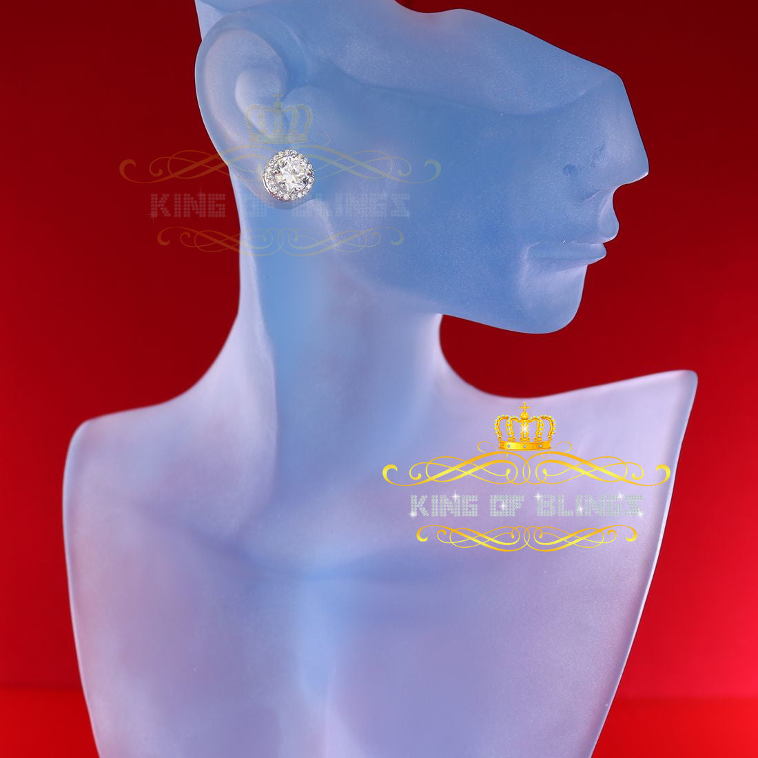 King of Blings- 925 White Silver 4.42ct Cubic Zirconia Women's & Men's Hip Hop Round Earrings KING OF BLINGS