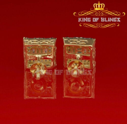 King of Bling's 925 Sterling Yellow 0.72ct Silver Cubic Zirconia Hip Hop Women's Square Earrings KING OF BLINGS