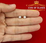 King of Blings- 925 White Silver Aretes Para Hombre 0.30ct Cubic Zirconia Women's Round Earrings KING OF BLINGS