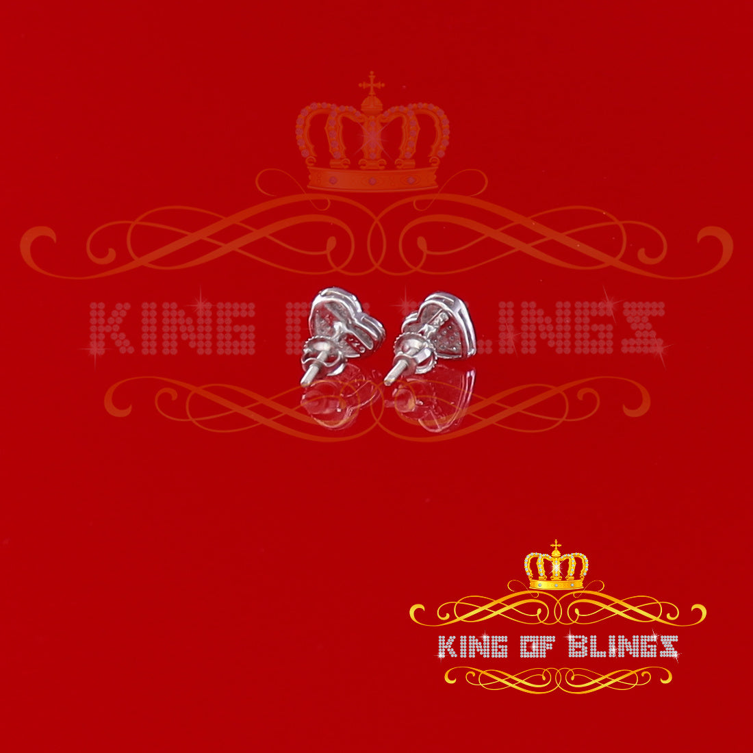 King Of Bling's Aretes Para Hombre Heart 925 White Silver 0.25ct Diamond Men & Women Earrings KING OF BLINGS