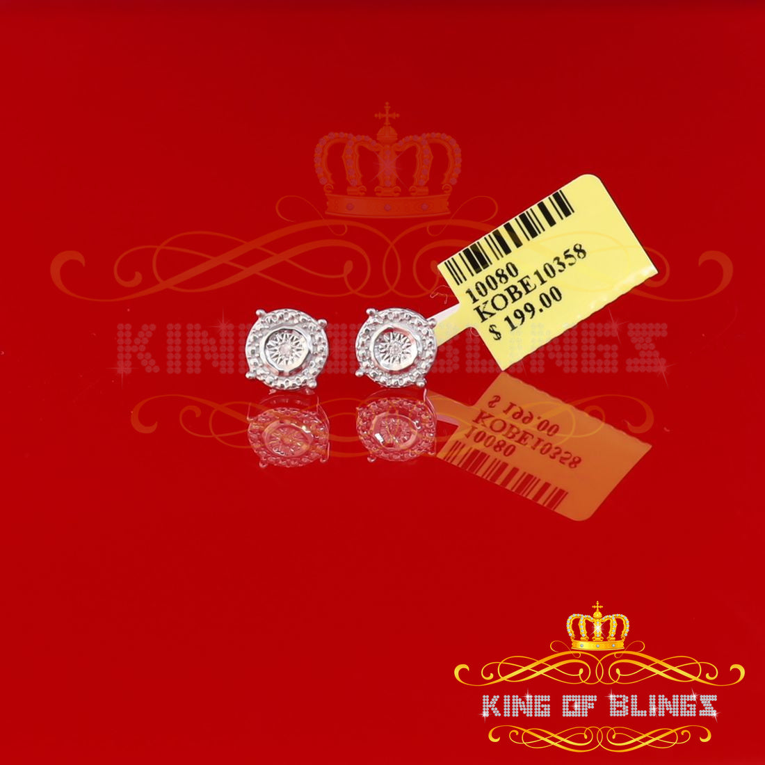 0.01ct Diamond 925 Sterling Silver White For Men's & Women's Stud Round Earring KING OF BLINGS