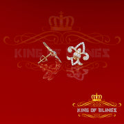 King of Bling's 925 Yellow Silver 0.60ct Cubic Zirconia Fleur de Lis Screw Back Women's Earrings KING OF BLINGS
