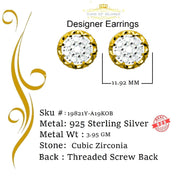 King of Bling's 3.28ct Cubic Zirconia 925 Yellow Silver Women's & Men's Hip Hop Flower Earrings KING OF BLINGS