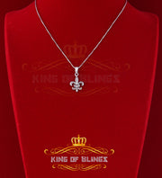King Of Bling's 925 Sterling White Silver Fleur de Lis Shape Pendant with 0.38ct Cubic Zirconia KING OF BLINGS