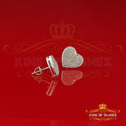 King Of Bling's Aretes Para Hombre 925 White Silver 0.50ct Diamond Women's /Men's Heart Earring KING OF BLINGS