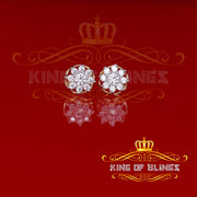 King of Bling's 925 Yellow Silver 1.34ct Cubic Zirconia Hip Hop Floral Women's & Men's Earrings KING OF BLINGS