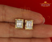 King of Bling's 925 Yellow 0.44ct Cubic Zirconia Silver Women's & Men's Hip Hop Square Earrings KING OF BLINGS