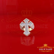 King of Bling's Men's Yellow Cross 925 Sterling Silver 5.50ct VVS D Moissanite Rings Size 10 King of Blings