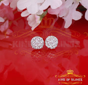 King of Blings- Aretes Para Hombre 925 White Silver 1.68ct Cubic Zirconia Round Women's Earrings KING OF BLINGS