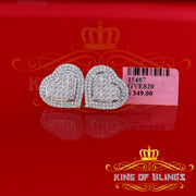 King of Blings- HIp Hop 925 White Sterling Silver 1.44ct Cubic Zirconia Heart Women's Earrings KING OF BLINGS