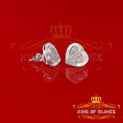 King Of Bling's Aretes Para Hombre Heart 925 White Silver 0.25ct Diamond Ladies Style Earrings KING OF BLINGS