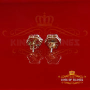 0.05ct Diamond 925 Sterling Silver Yellow Floral Earrings For Men's / Women's KING OF BLINGS