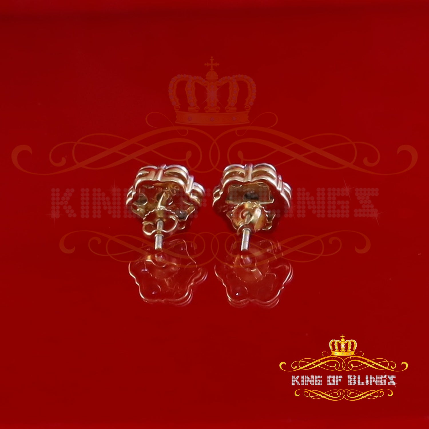 0.05ct Diamond 925 Sterling Silver Yellow Floral Earrings For Men's / Women's KING OF BLINGS