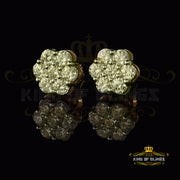 King of Bling's 4.12ct Cubic Zirconia 925 Yellow Silver Women's & Men's Hip Hop Flower Earrings KING OF BLINGS