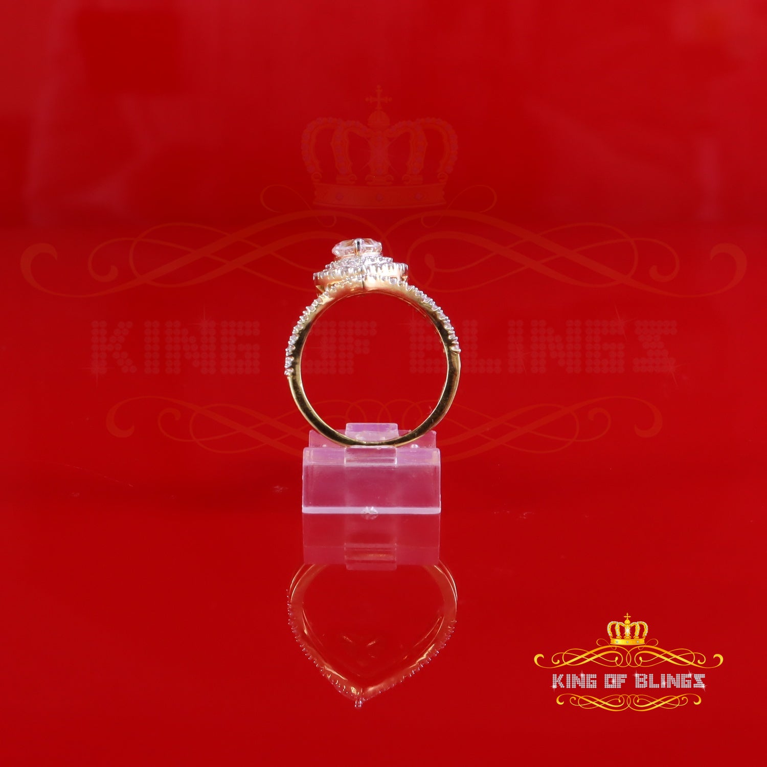 King of Bling's BRIDAL SET WEDDING 1.66ct VVS D Cl Moissanite Women Yellow Silver Heart Ring SZ7 King of Blings
