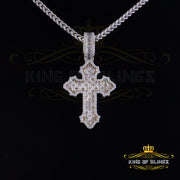 King Of Bling's 3.50ct VVS D Moissanite White Sterling Silver Charm Cross Pendant Men & Women's KING OF BLINGS