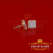 King of Bling's 925 Silver Sterling Yellow 0.72ct Cubic Zirconia Hip Hop Square Women's Earrings KING OF BLINGS