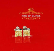 King of Blings-White Silver 1.68ct Cubic Zirconia Yellow Stone Womens/Men's Square Earrings KING OF BLINGS