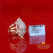 King of Bling's 2.0ct Silver Radiant Round Cut 925 Moissanite Marquise Yellow Womens Ring Size 7 King of Blings