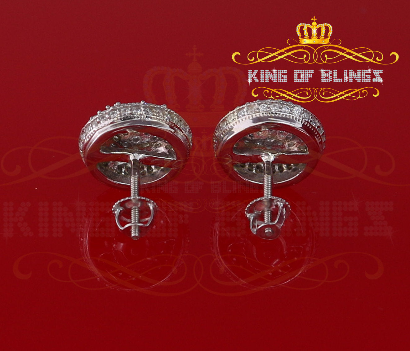 King of Blings- Aretes Para Hombre 925 White Silver 1.94ct Cubic Zirconia Round Women's Earrings KING OF BLINGS